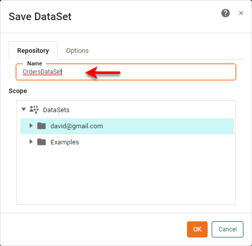 naming the dashboard data set