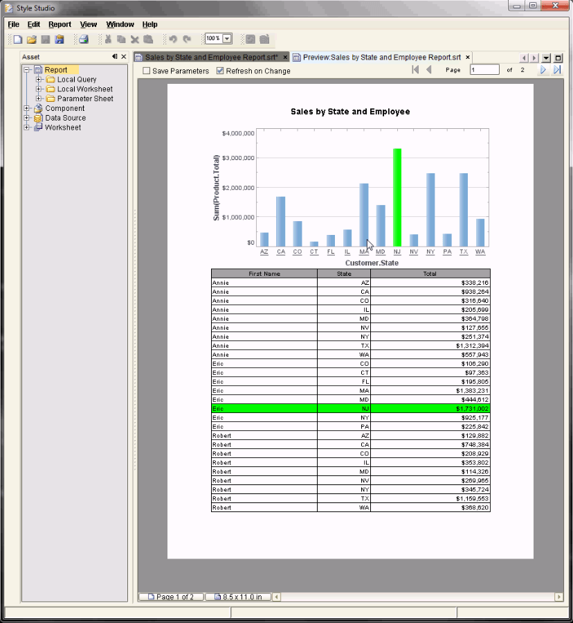 Report or Chart Highlight Screenshot