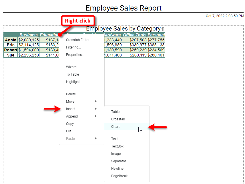 Ad Hoc Report Example