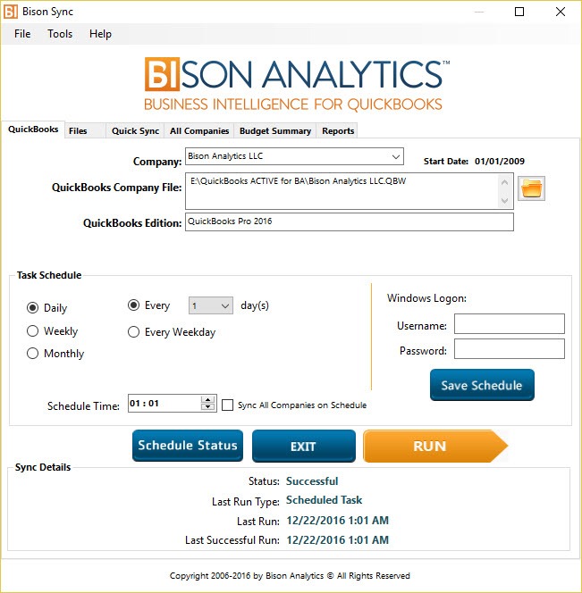 quickbooks scheduler dashboard example