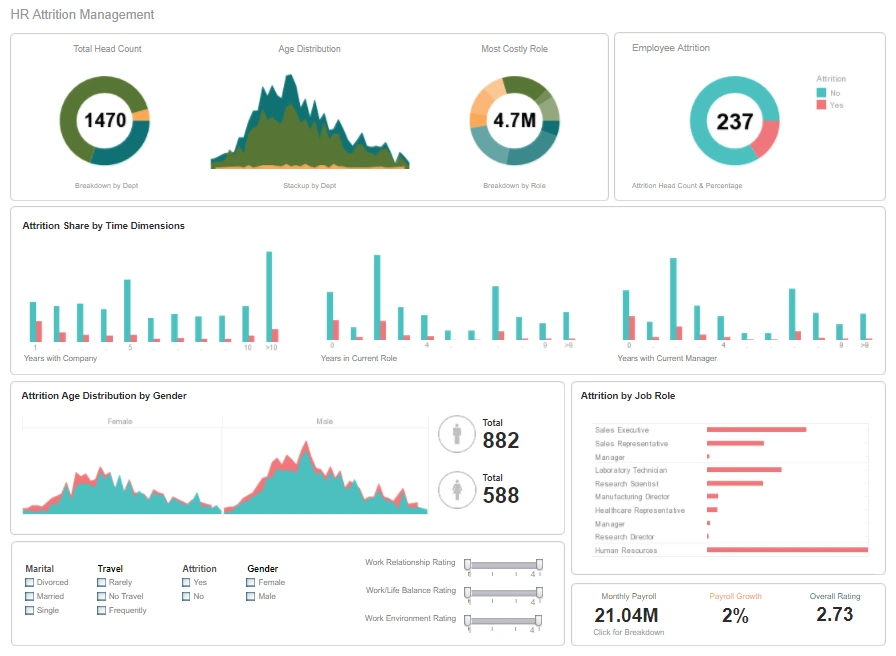 business intelligence visualization sample for HR