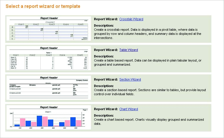 report wizard
