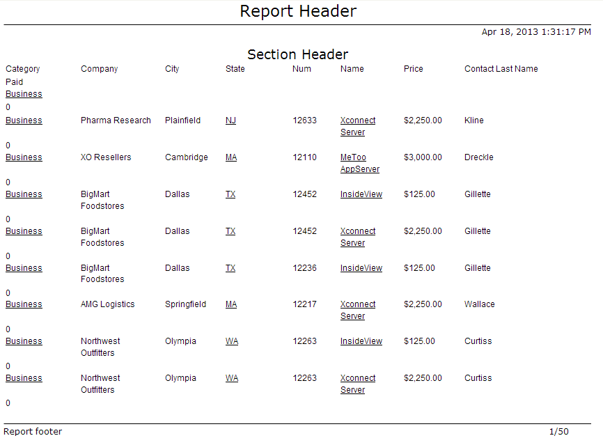 section report