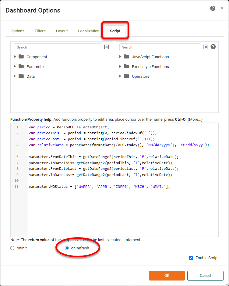 add parameter processing script