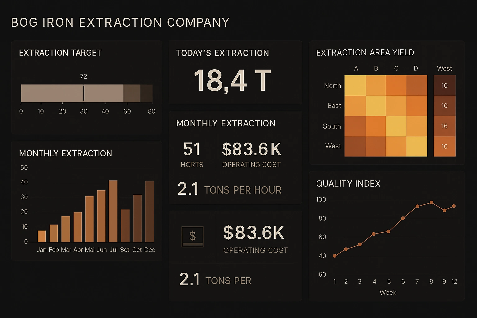 bog iron extraction dashboard