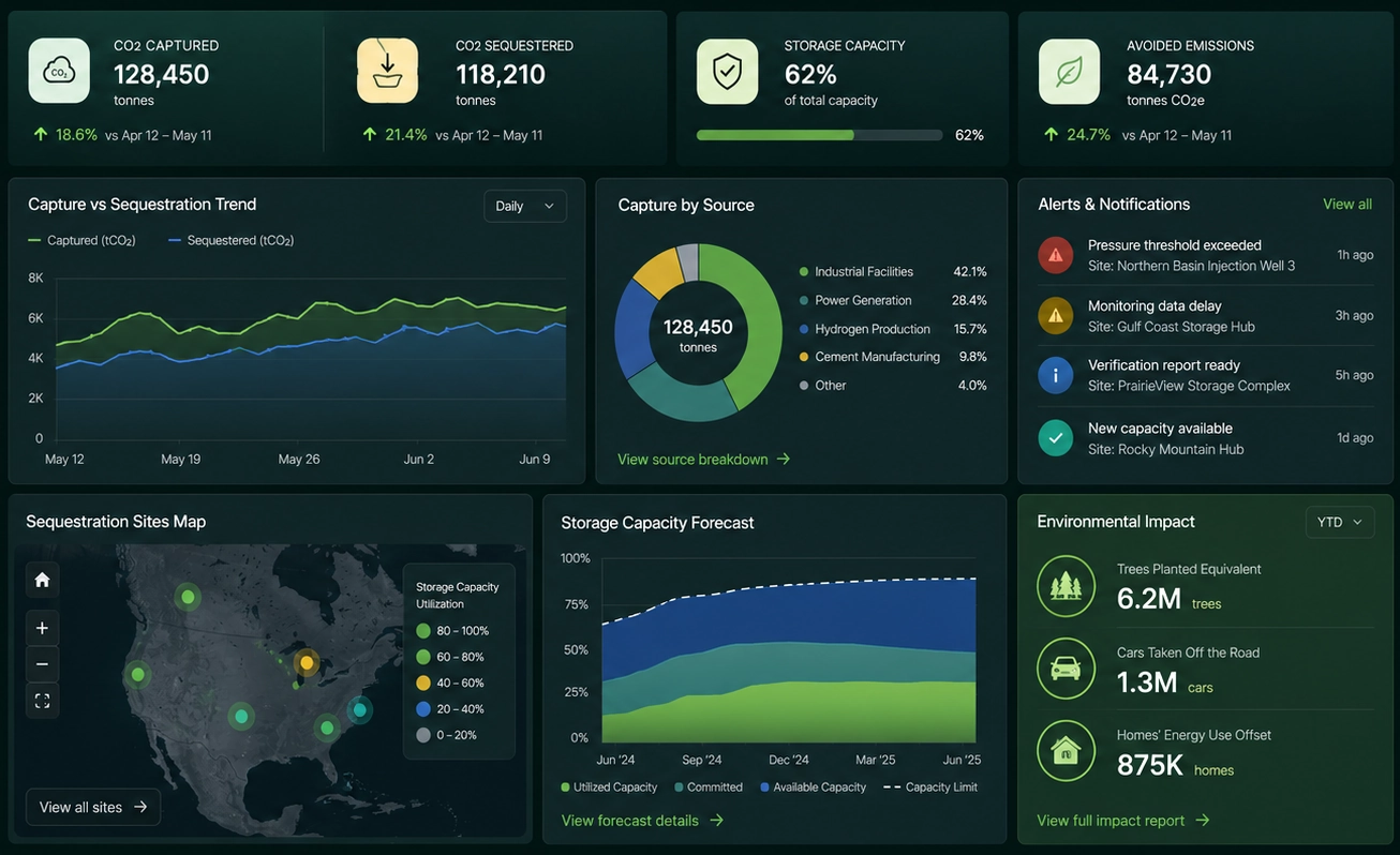 carbon sequestration dashboard example