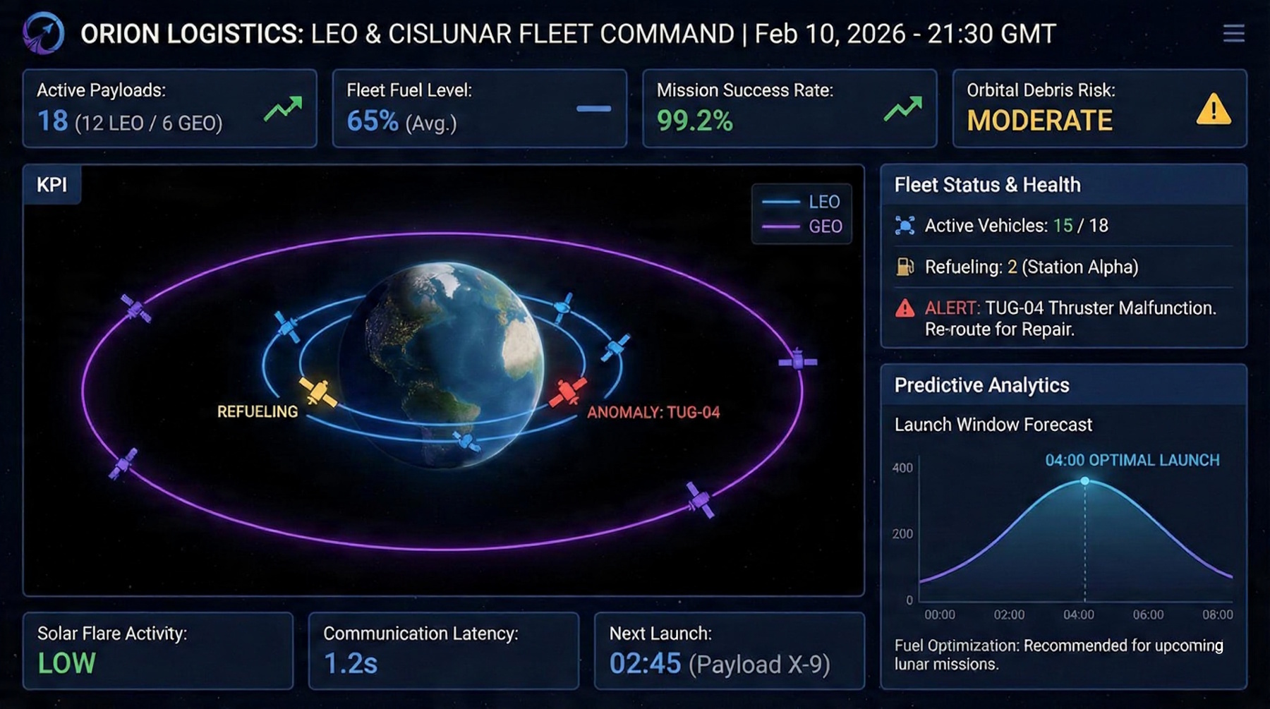 Commercial space logistics monitoring