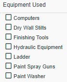 construction equipment chart example