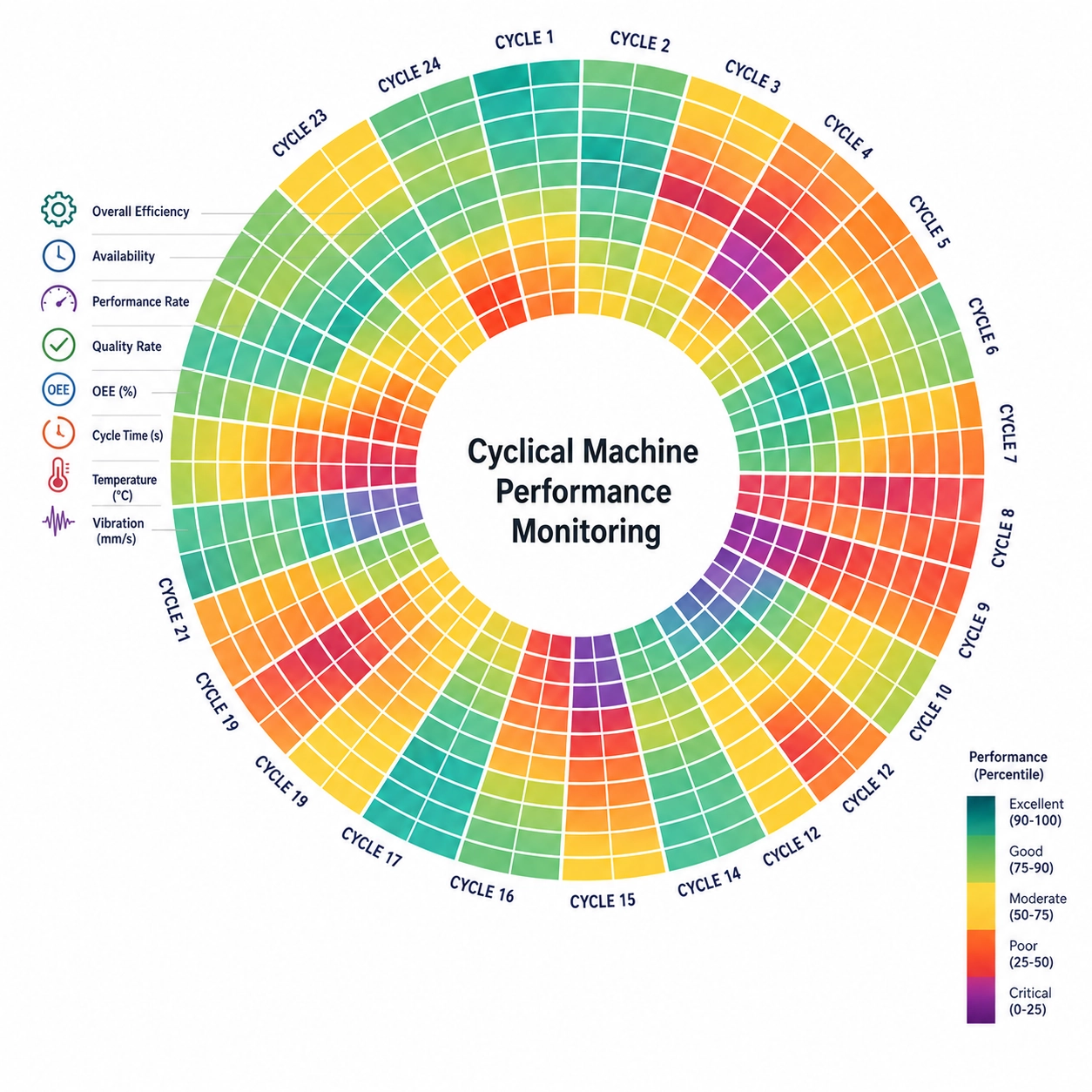 Cyclical machine performance heat map