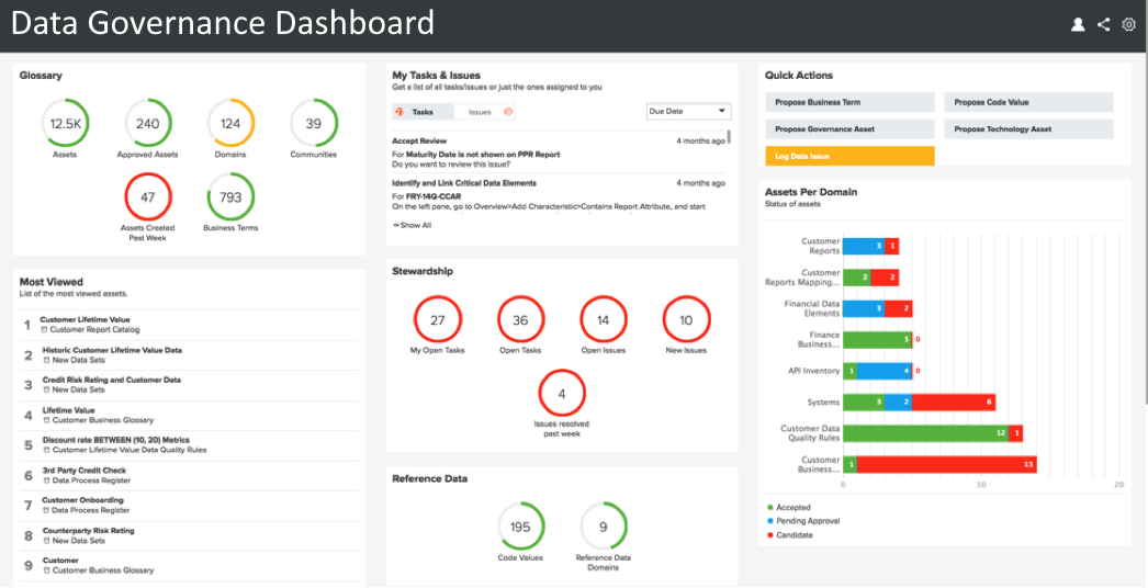 Example of a data governance dashboard