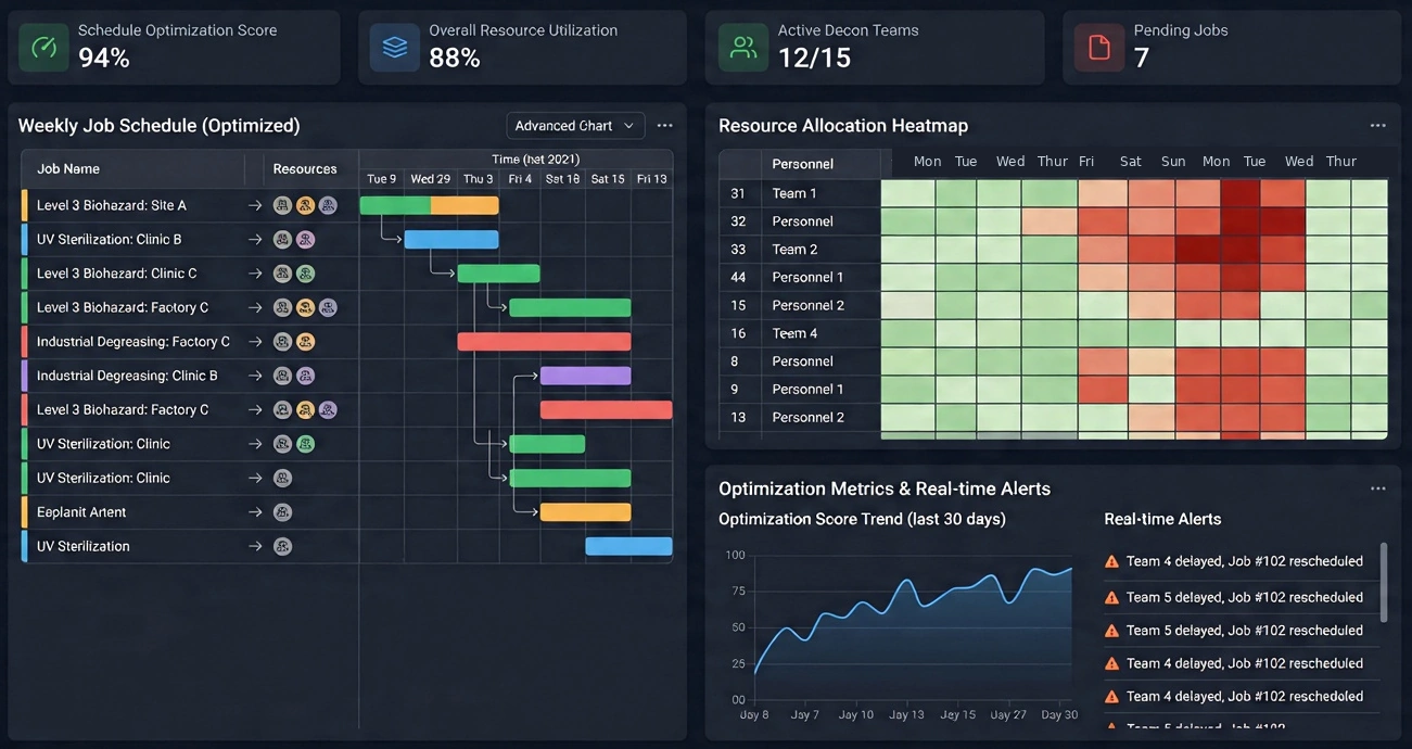 Decontamination Scheduling Dashboard Example