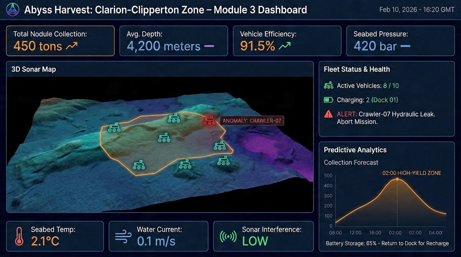 Deep sea mining performance management