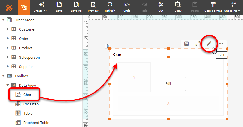 drag chart to canvas