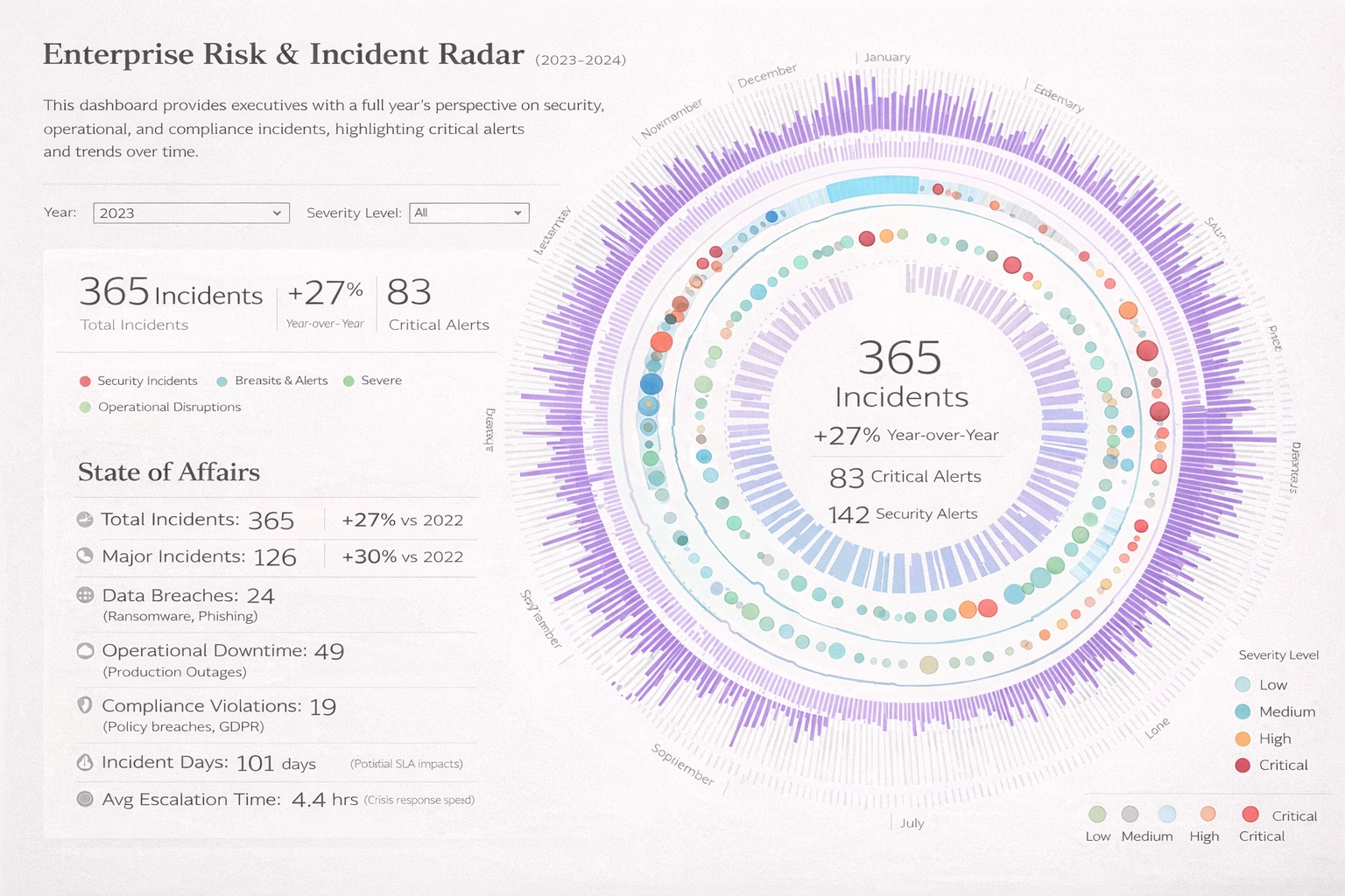Enterprise risk incident radar dashboard