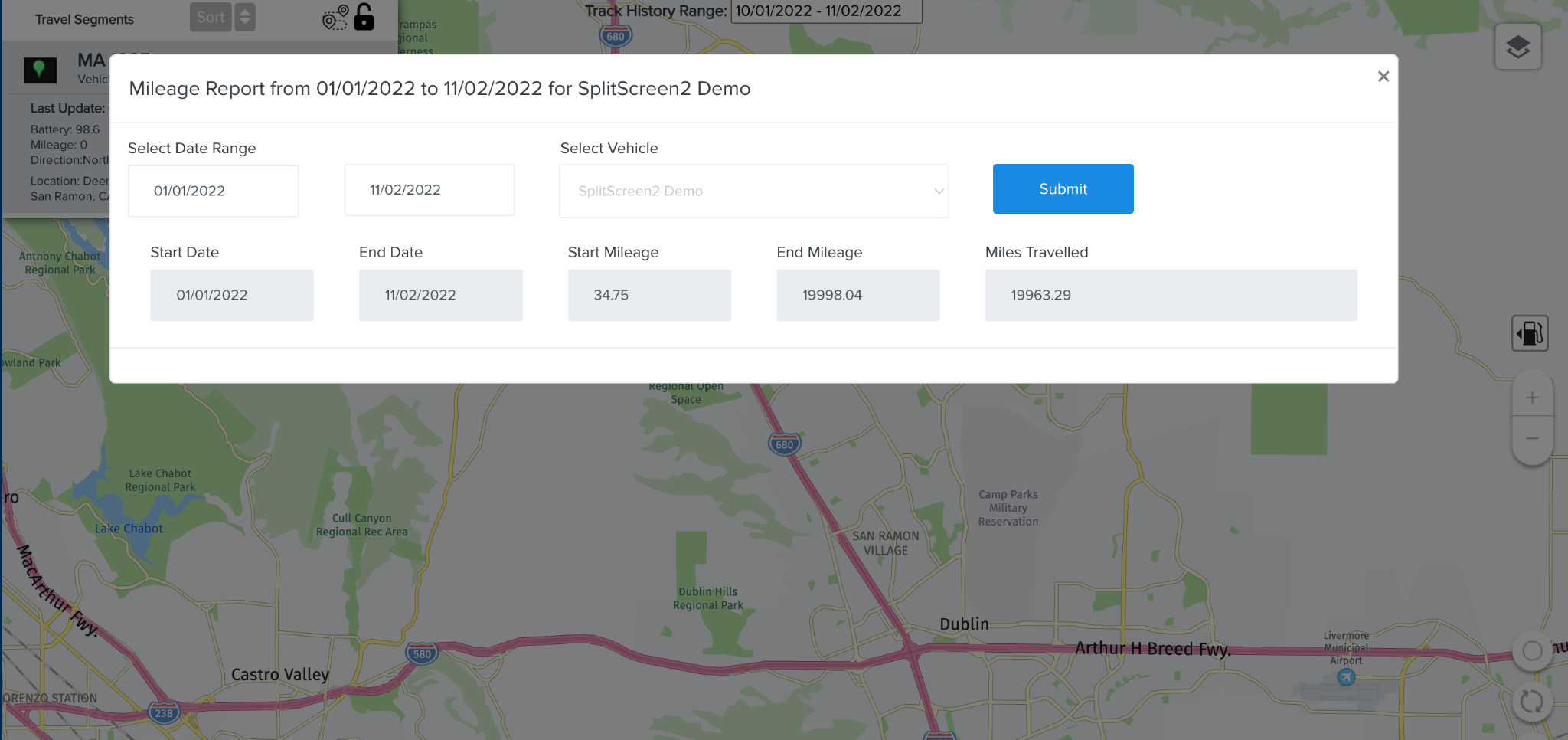 fleet mileage report