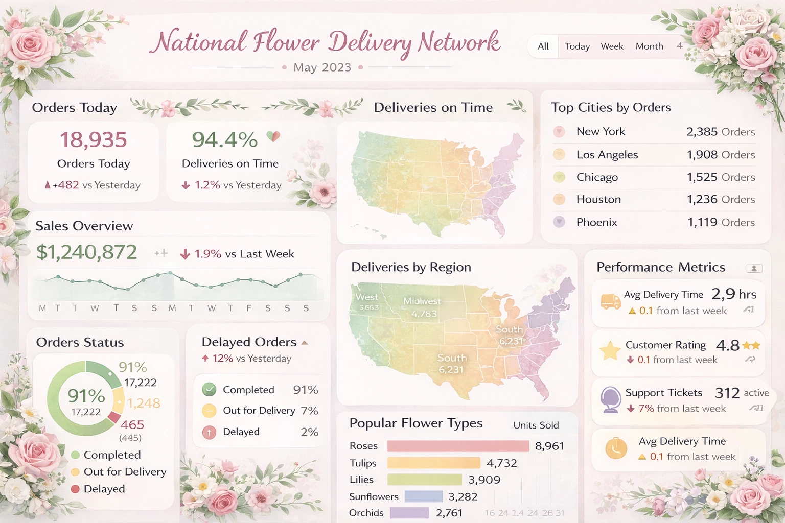 Flower Delivery Network Dashboard