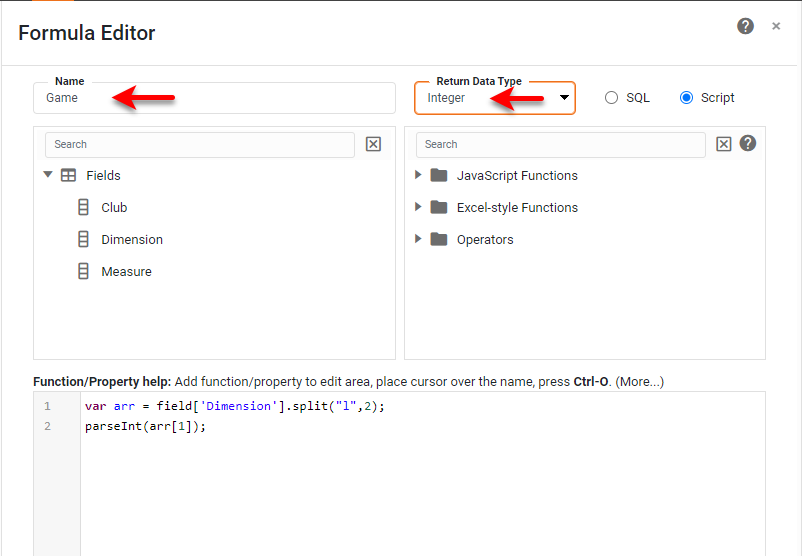 using the formula editor