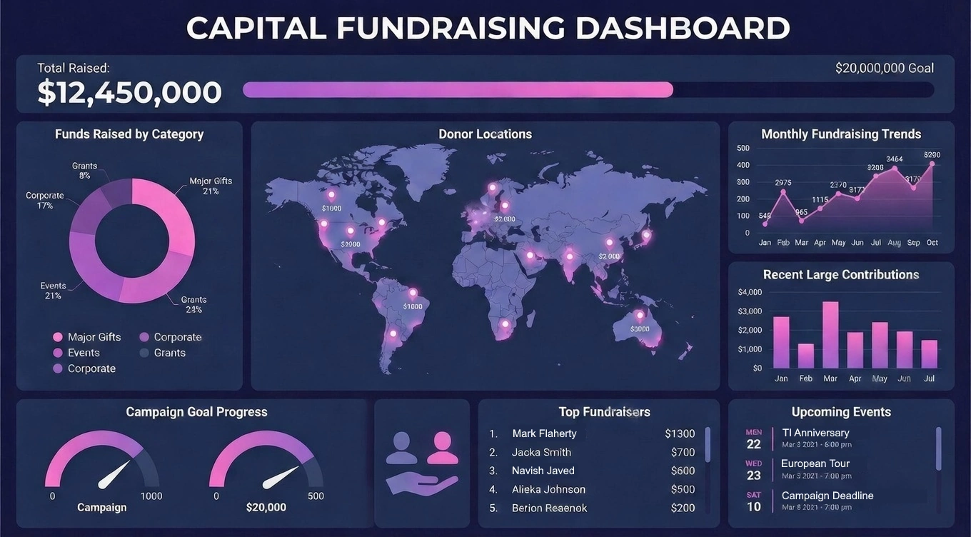 fundraising campaign dashboard example