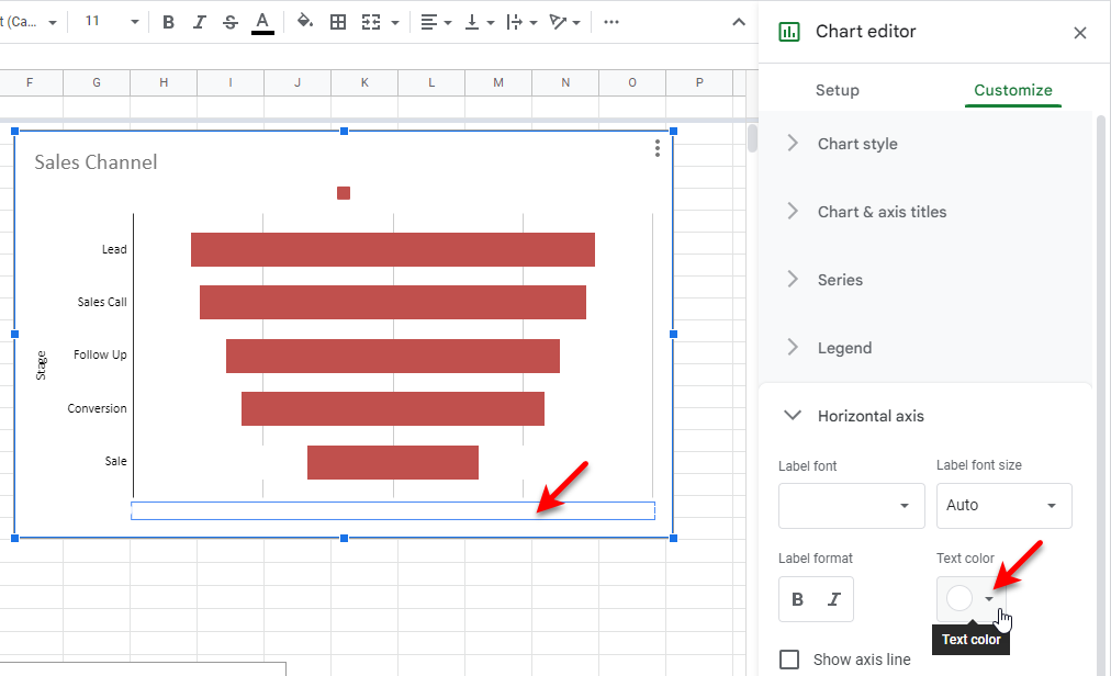 step 4 to create funnel chart in google sheets