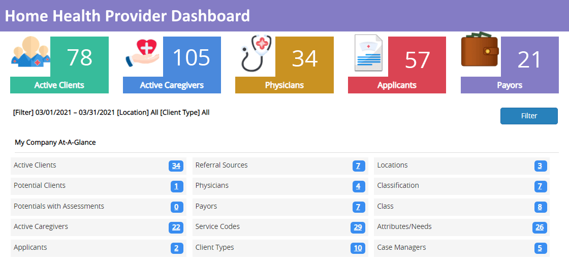 Home Health Provider Dashboard Example