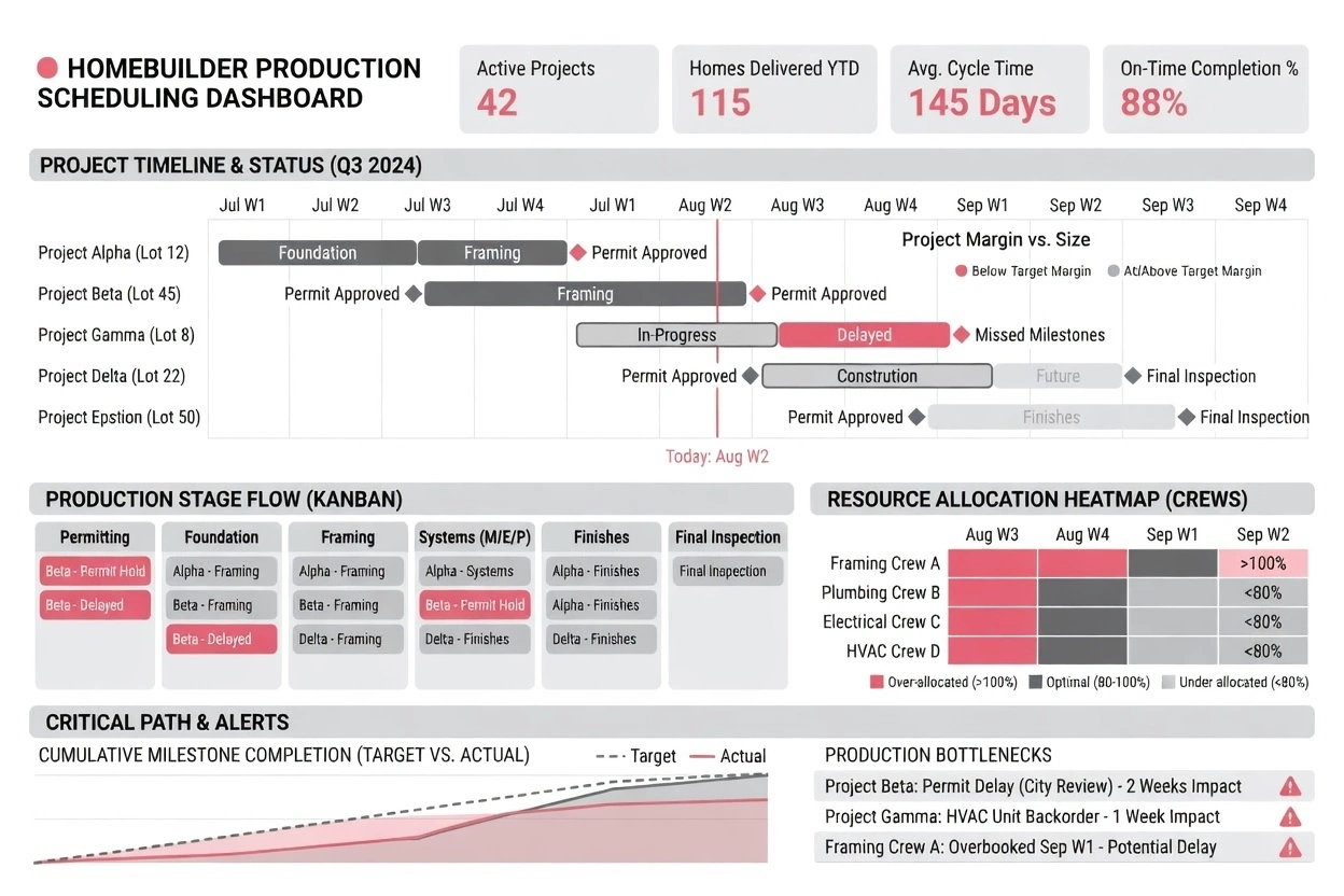 homebuilder production scheduling dashboard