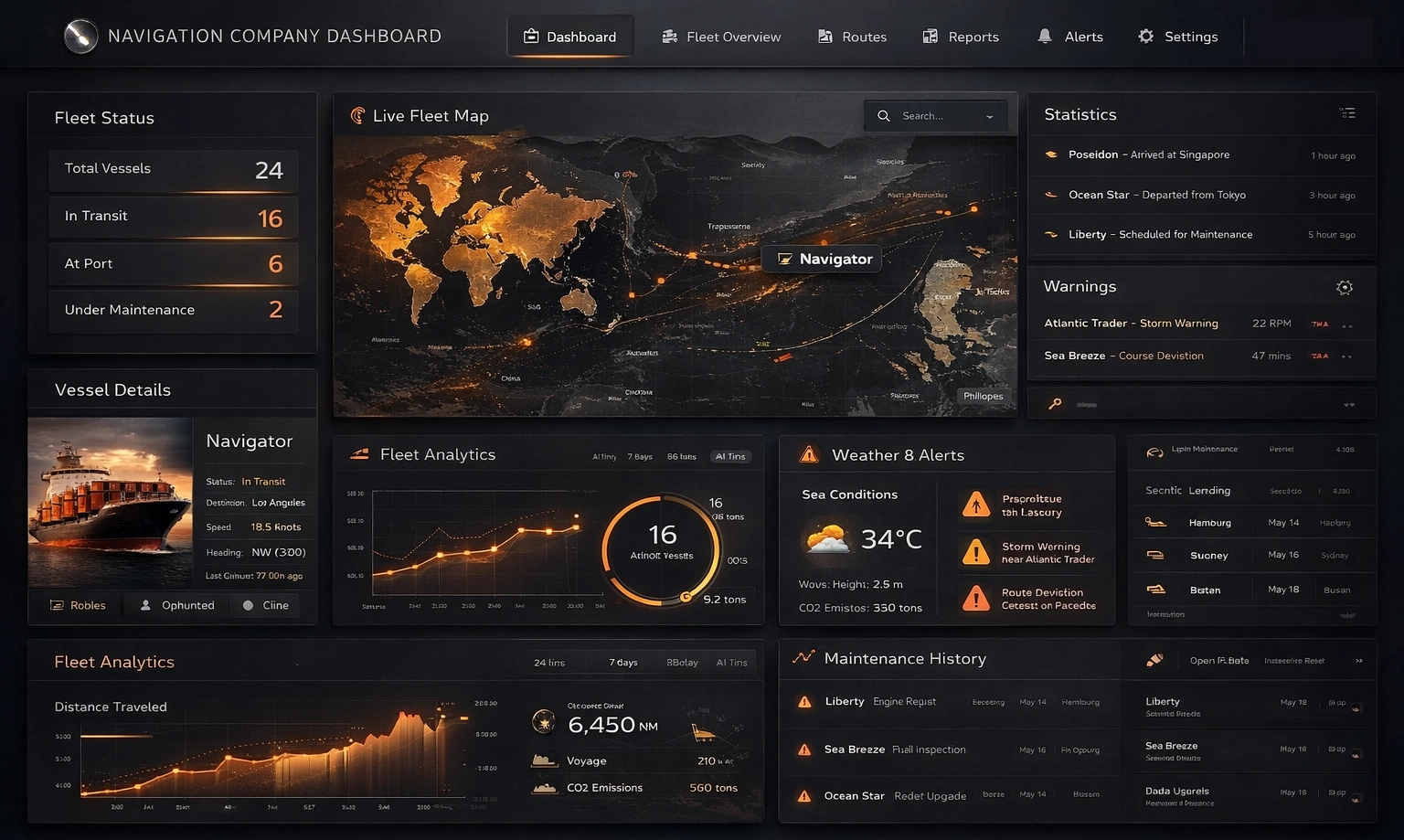 Maritime shipping analytic dashboard