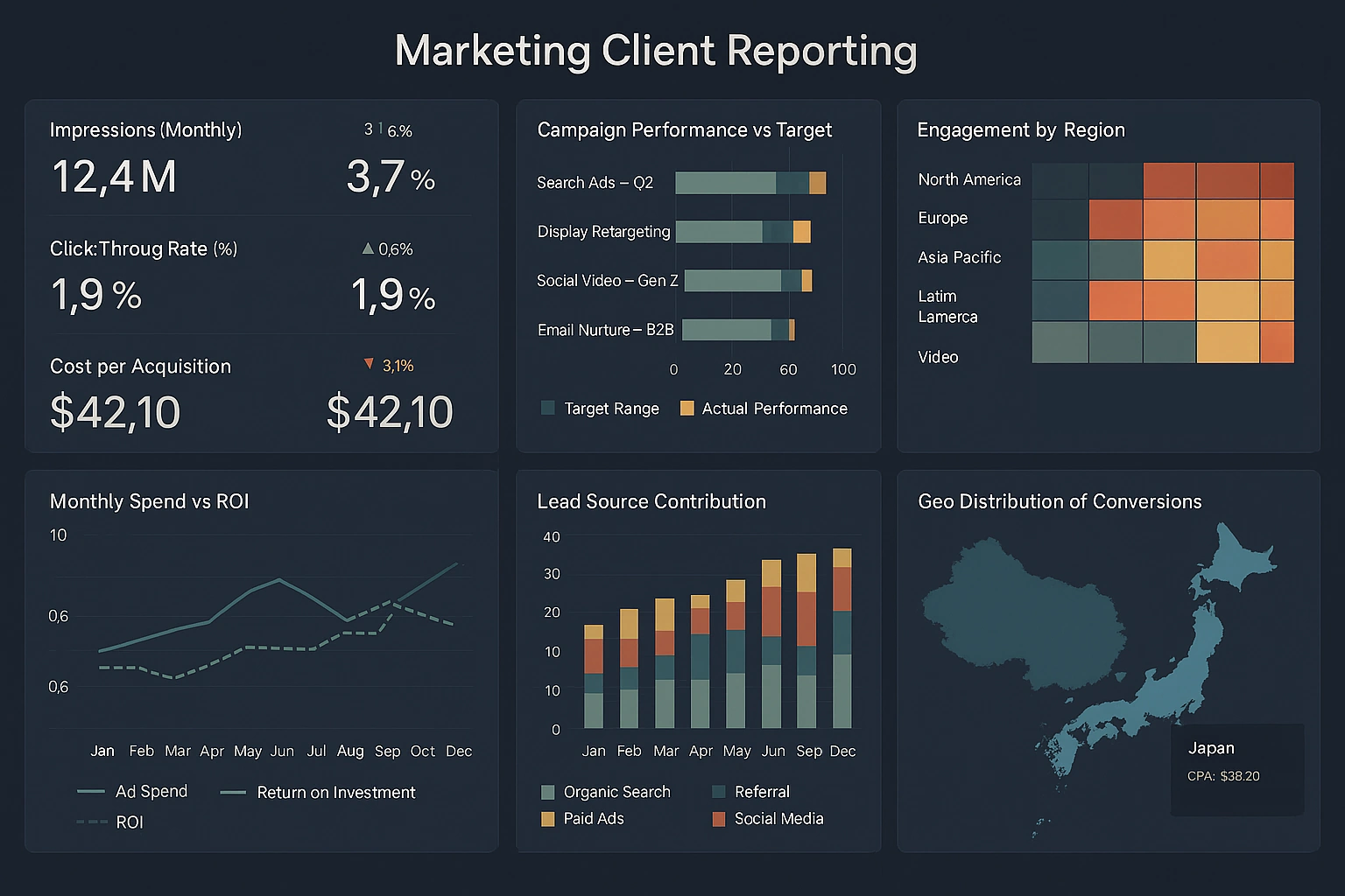 multiple chart dashboard screenshot