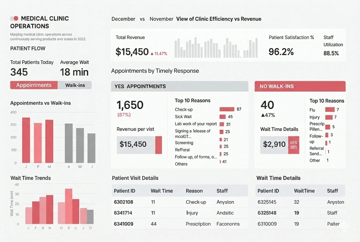 medical clinic operations dashboard example