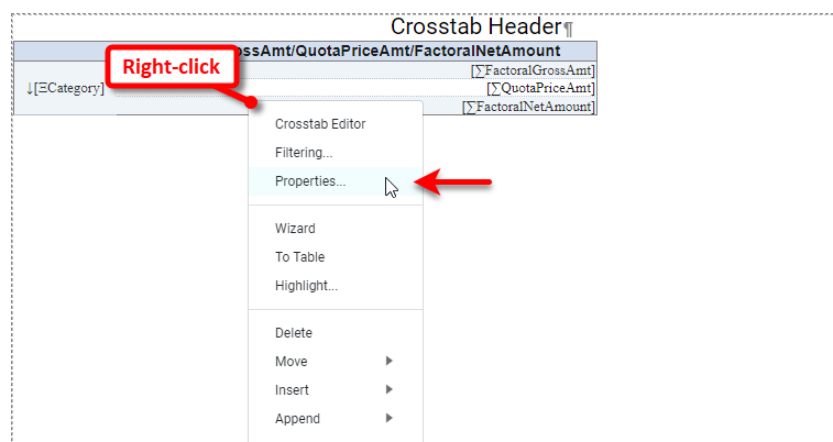 modify crosstab step 1