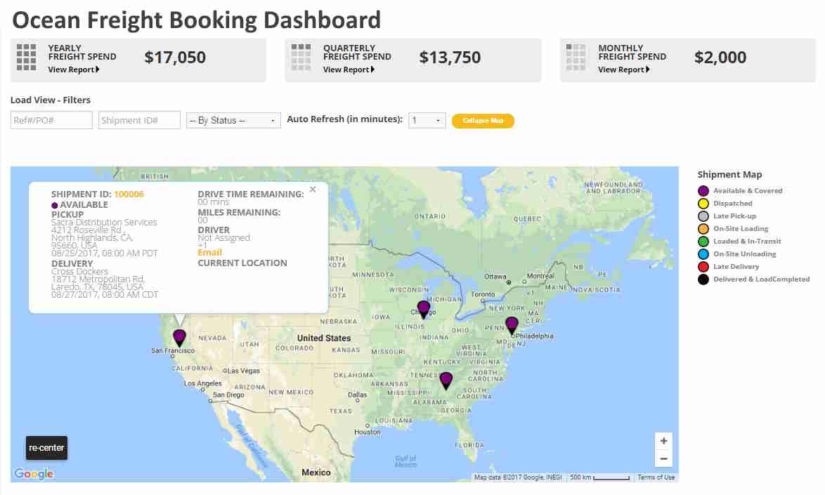 ocean freight booking platform example