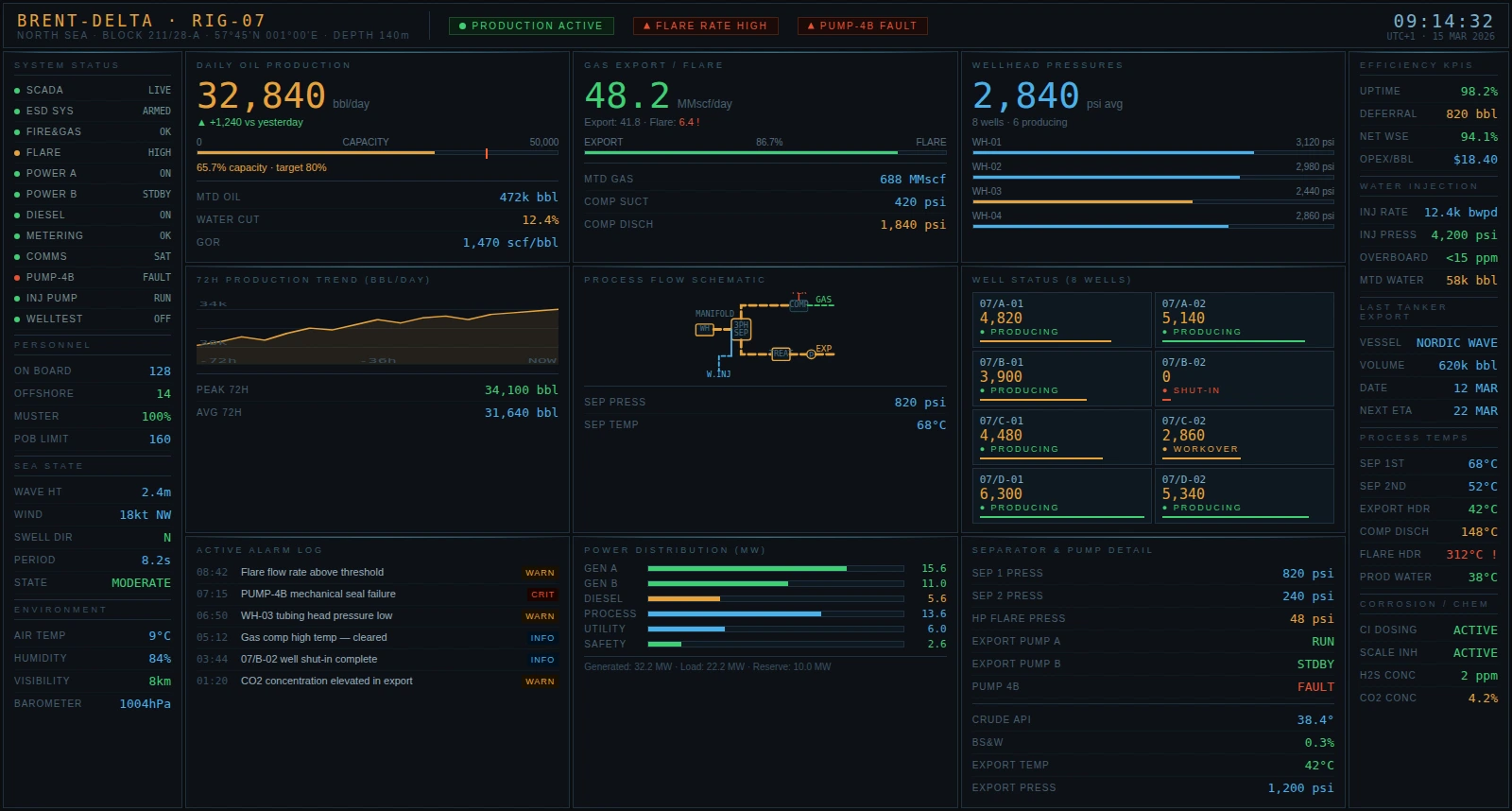 offshore oil platform dashboard