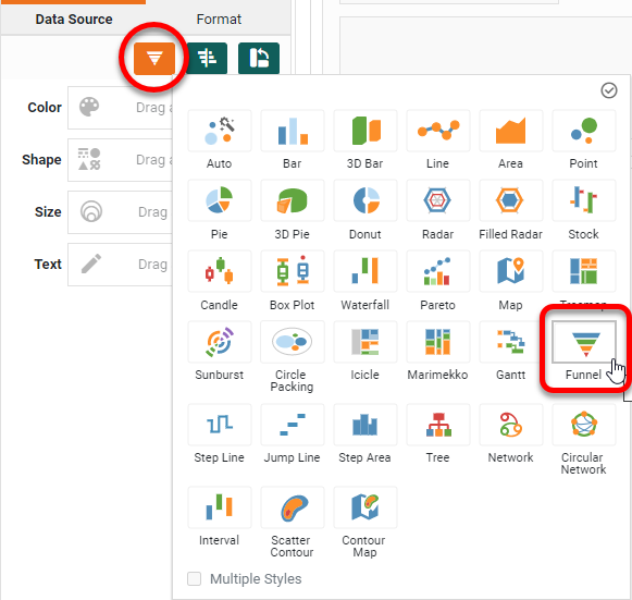 selecting funnel chart type