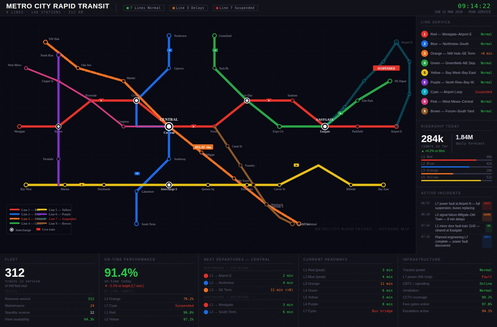 subway system dashboard