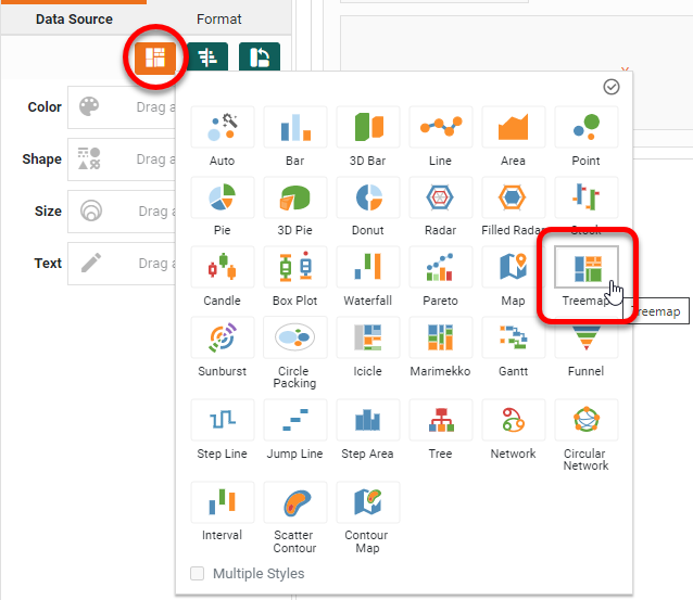 Selecting treemap chart style