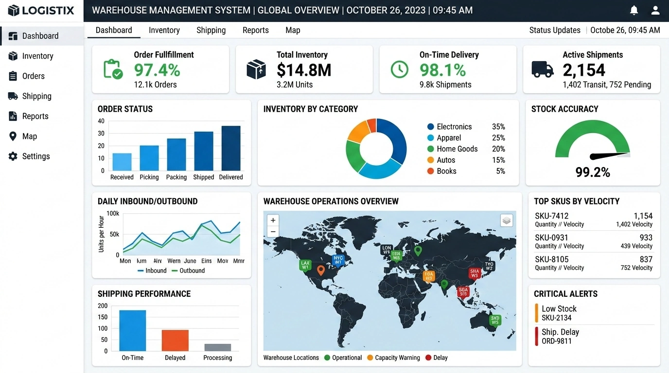 Warehouse Management KPI Dashboard Example