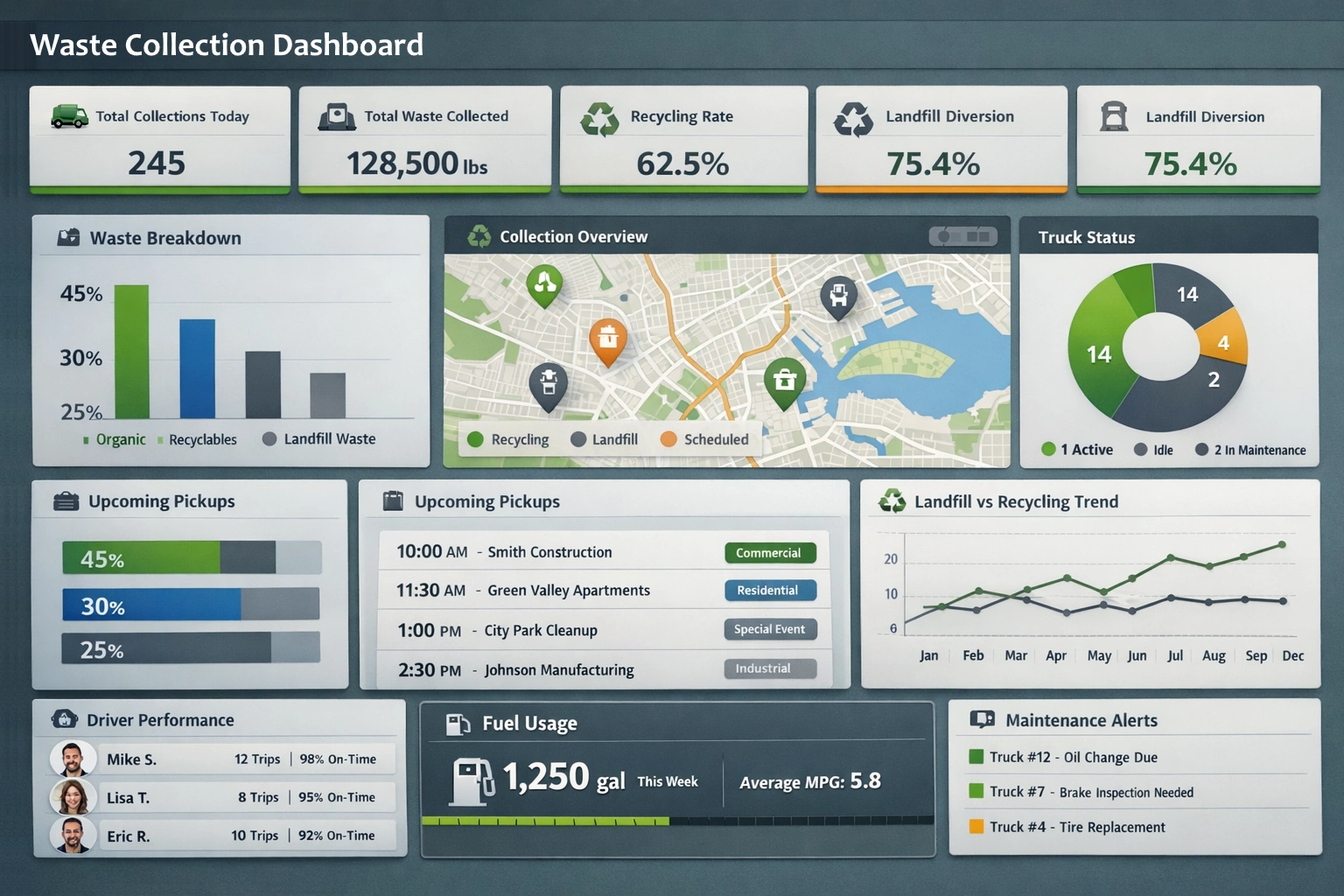 Waste Collection Dashboard Example