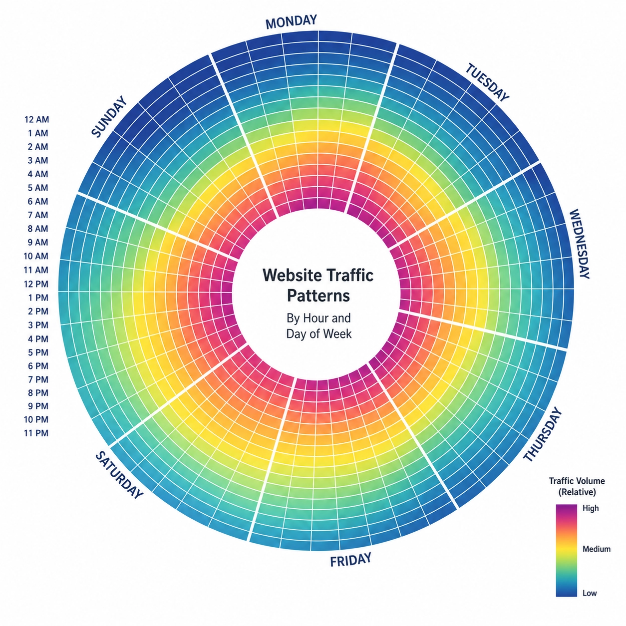 Circular website traffic heat map