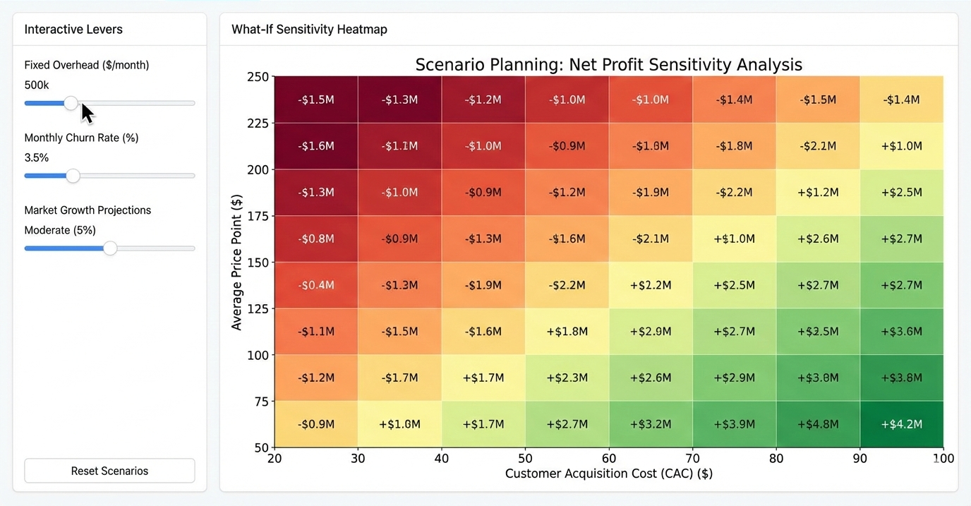 What-if sensitivity heatmap